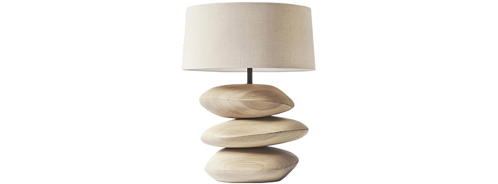 Wood Pebble Table Lamp