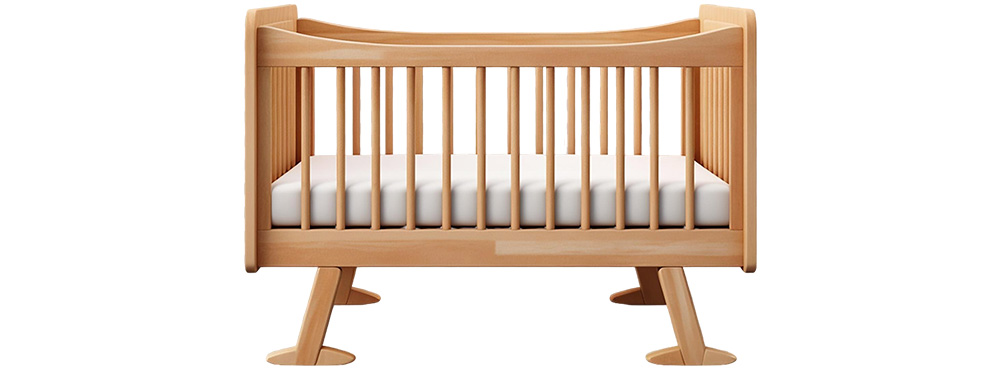 Baby crib with white mattress