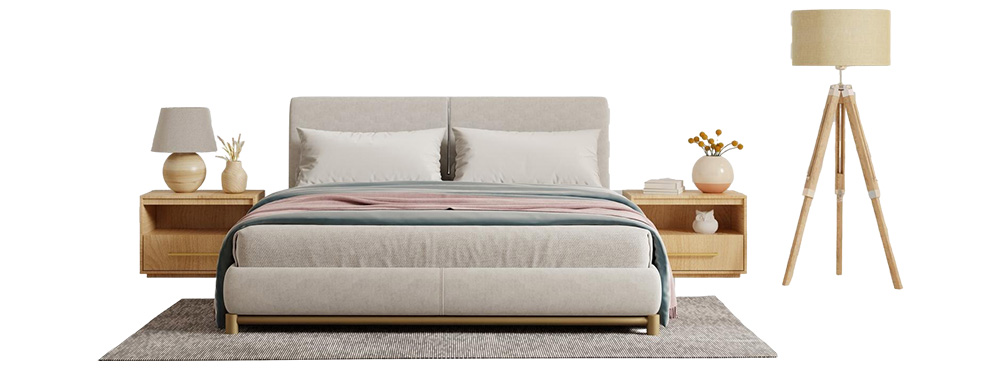 Bed with side table